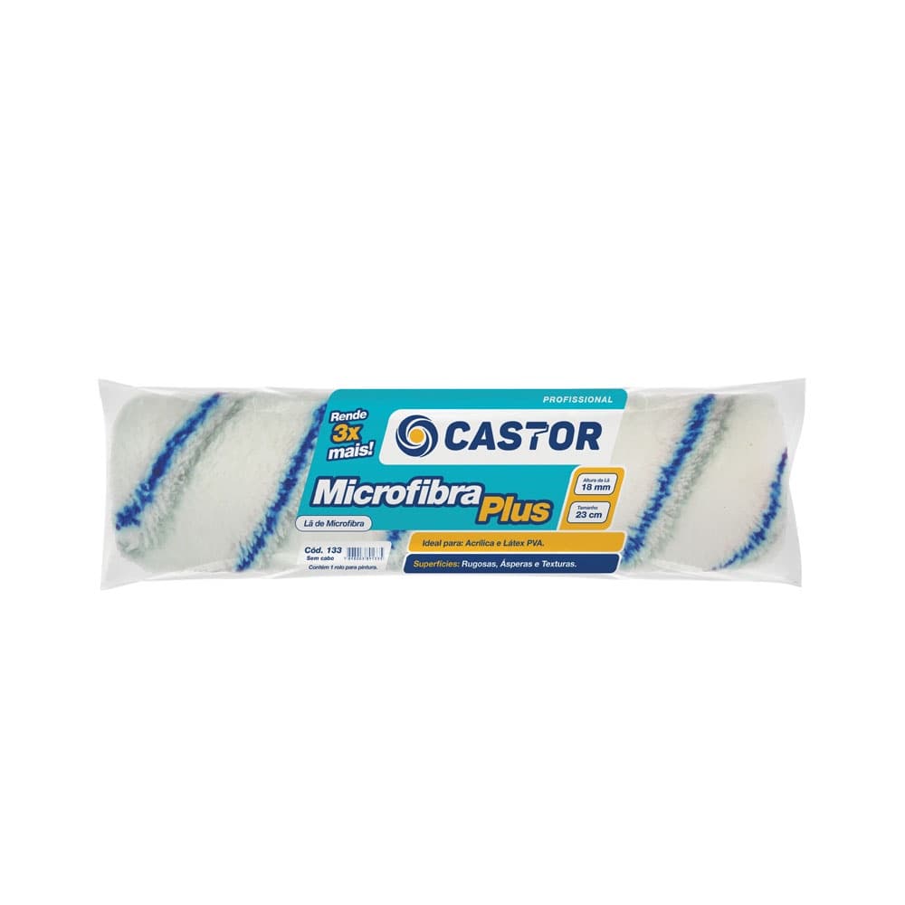 Rolo para pintura Lã Microfibra Plus 18MMx23CM s/cabo - Castor
