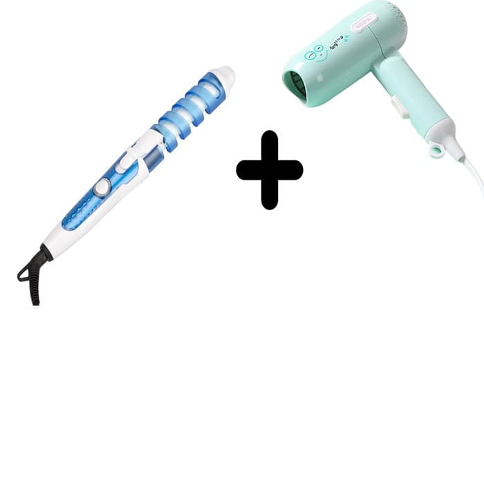 KIT MINI SECADOR UFREE 110V AZUL E MODELADOR DE CACHOS UFREE BIVOLT