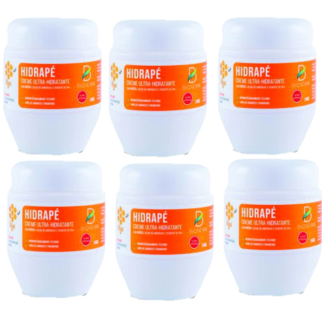 Kit 6 unidades Hidrapé Bio Seiva 240g - Creme anti rachaduras nos pés.