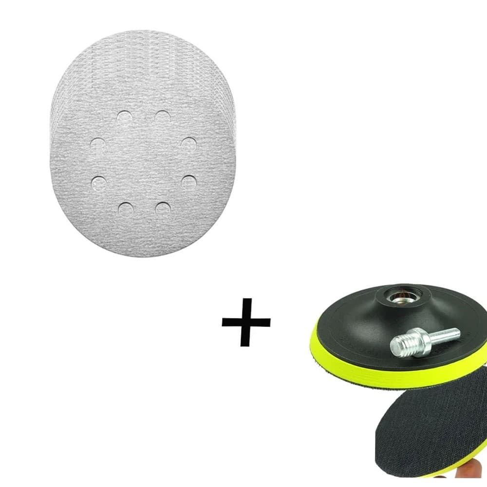 Kit Base Disco de Lixa com 10 Disco de Lixa Branco 150mm Grão 100