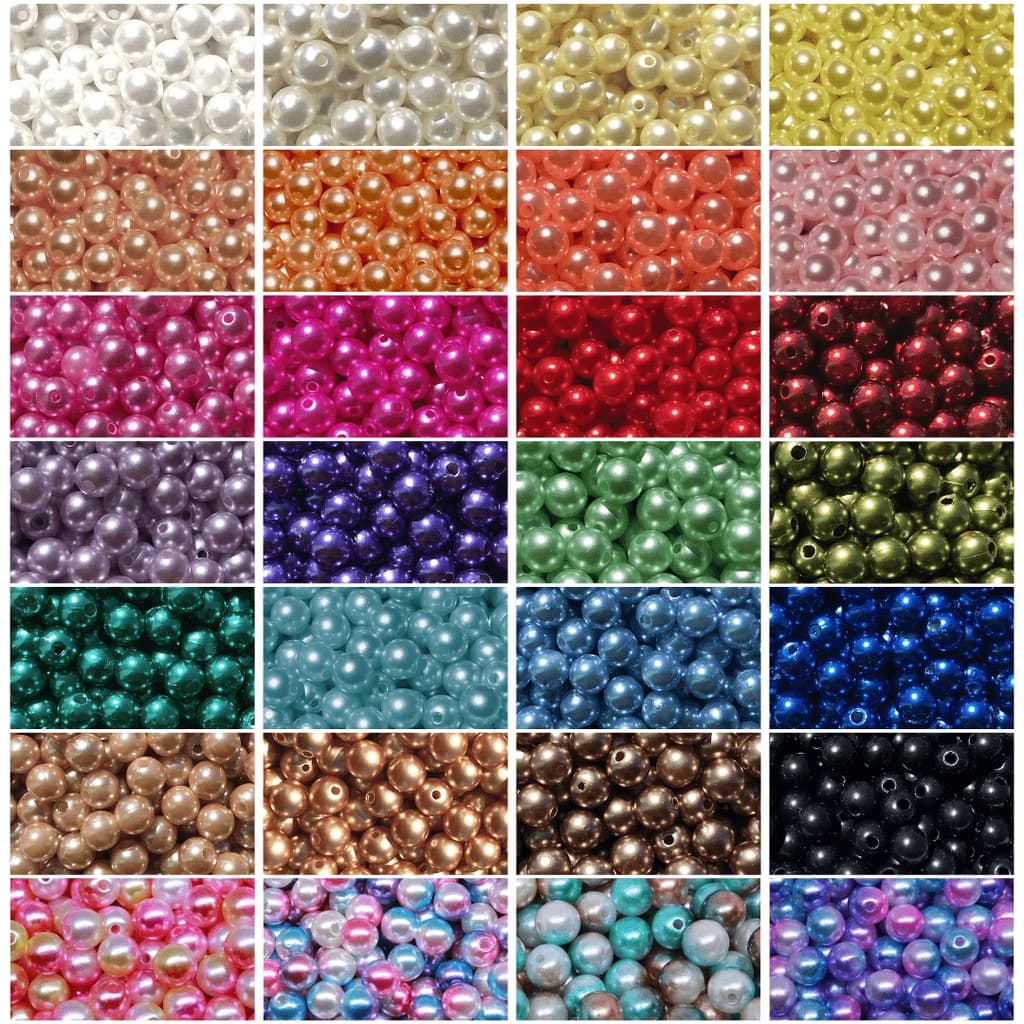 100 peças Pérola 08MM Inteira com Furo Pulseira Laços Tiara Jóias Chinelo Miçanga