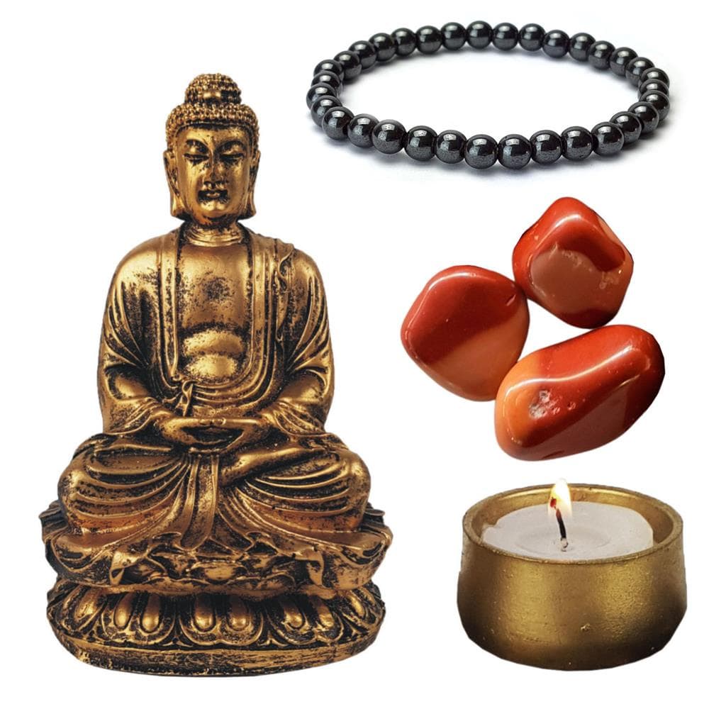 Estatua Buda Hindu 11Cm Zen Pedra Jaspe Pulseira Porta Vela