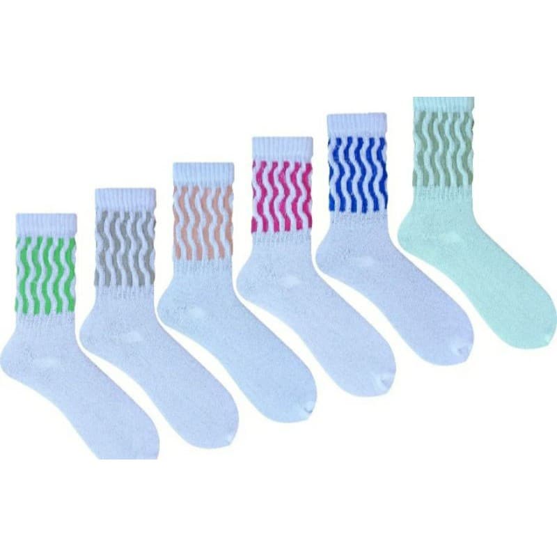 kit 4/12 pares Meia Aeróbica N 34 ao 40 Fitness Feminina BRANCA COM DETALHE COLORIDO Academia  Adulto  esporte aur