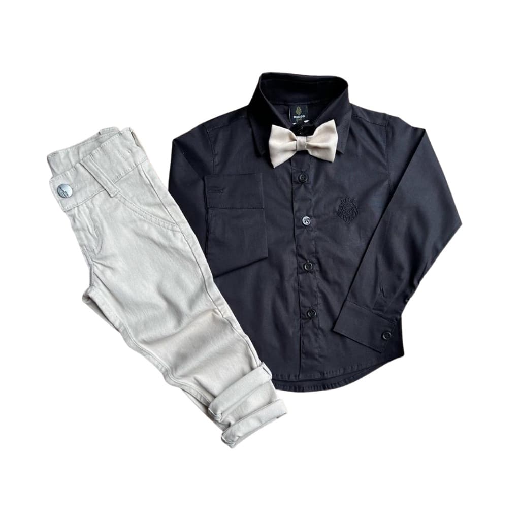 Conjunto Infantil Masculino Social Calça + Camisa + Gravata