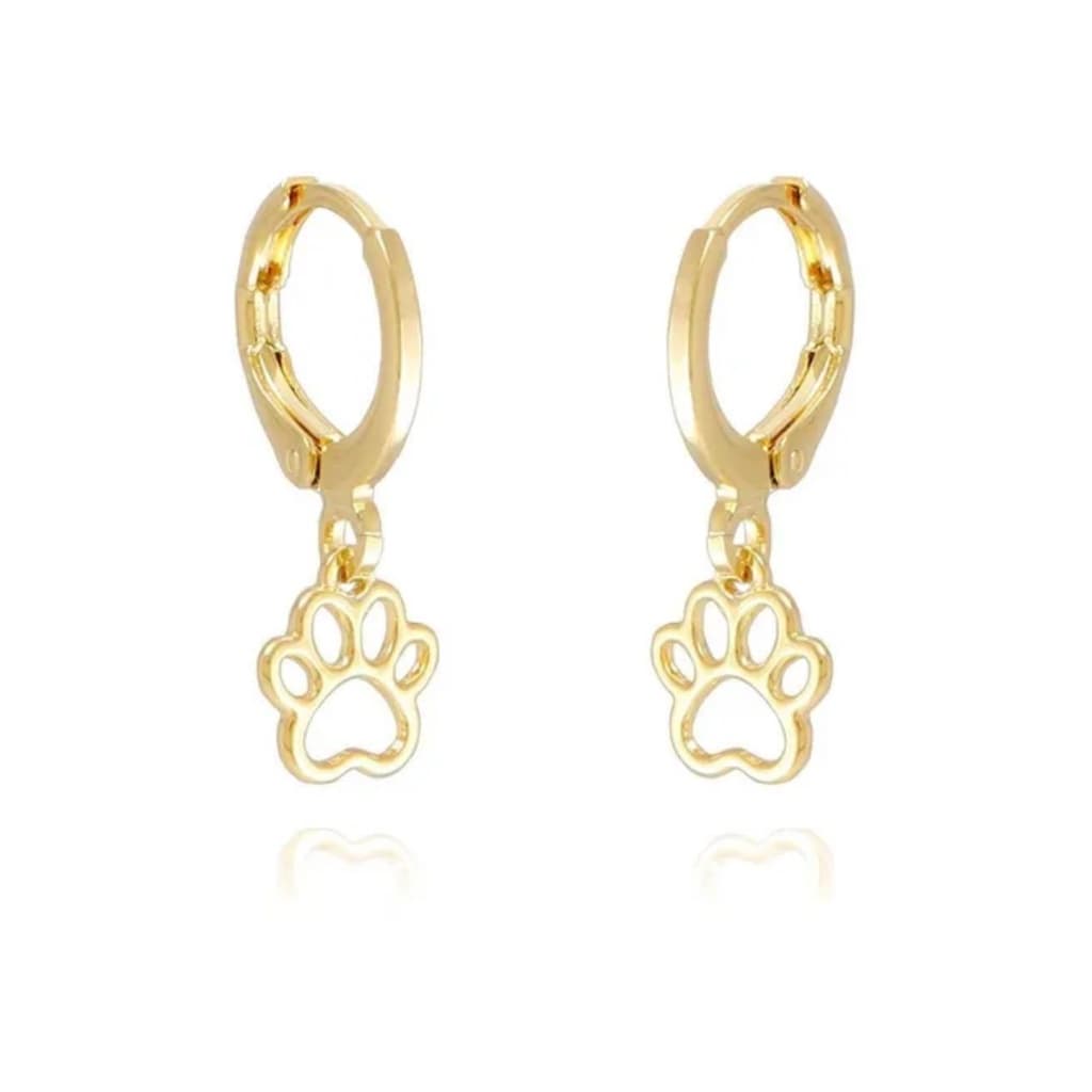 Brinco Argolinha Patinha Pet Pata Banho De Ouro 18K