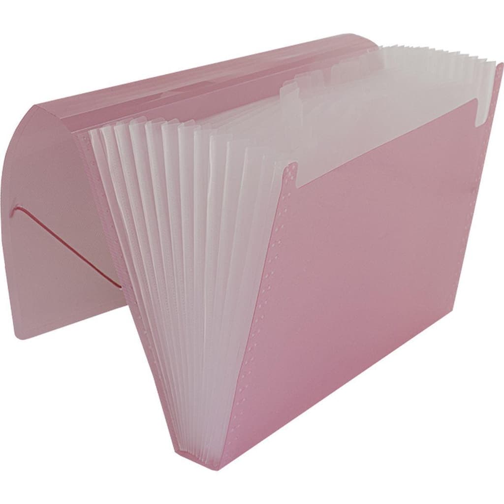 Pasta Sanfonada Plástica A4 12 Divisões Rosa