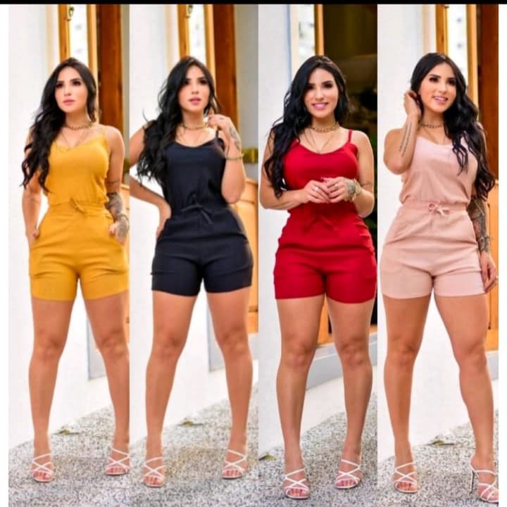Macaquinho Macacão Jogger Feminino Curto
