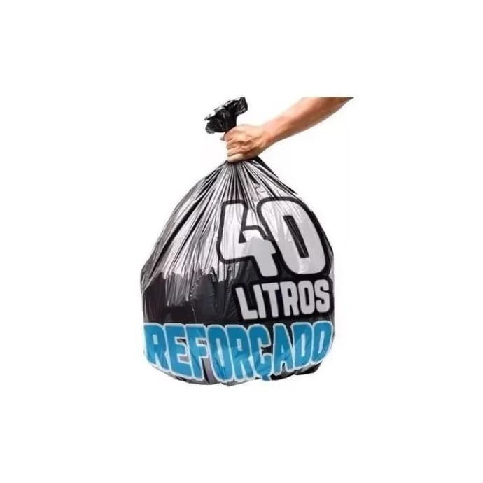 Saco De Lixo 40 Litros 50 Unidades Preto Reforçado