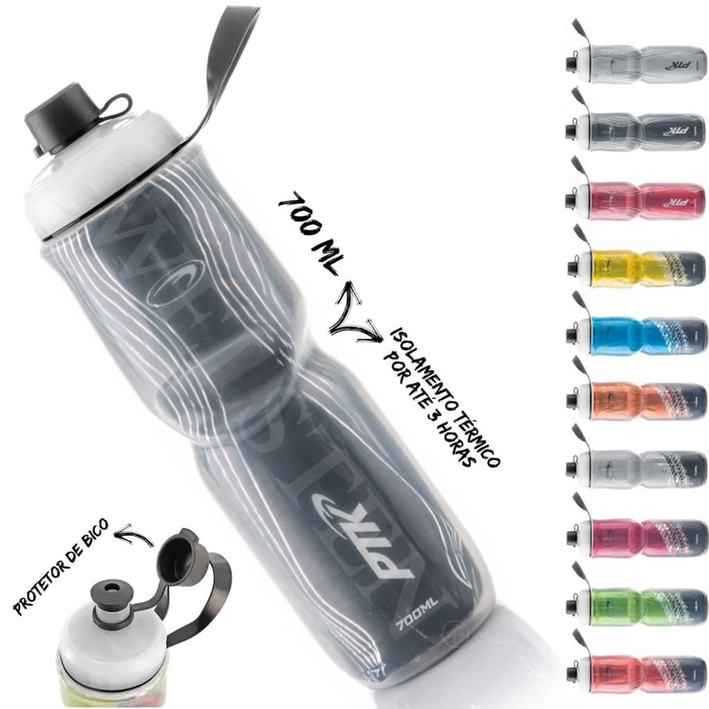 garrafinha de água squeeze térmica caramanhola bike ciclismo academia 700 ml ptk