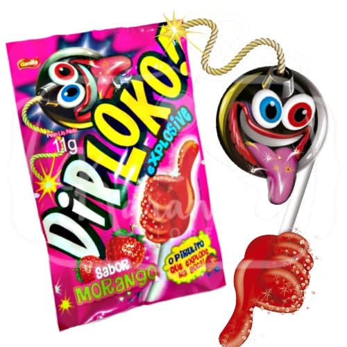 Pirulito Explosivo Sabor Morango - Dip Loko Explosive
