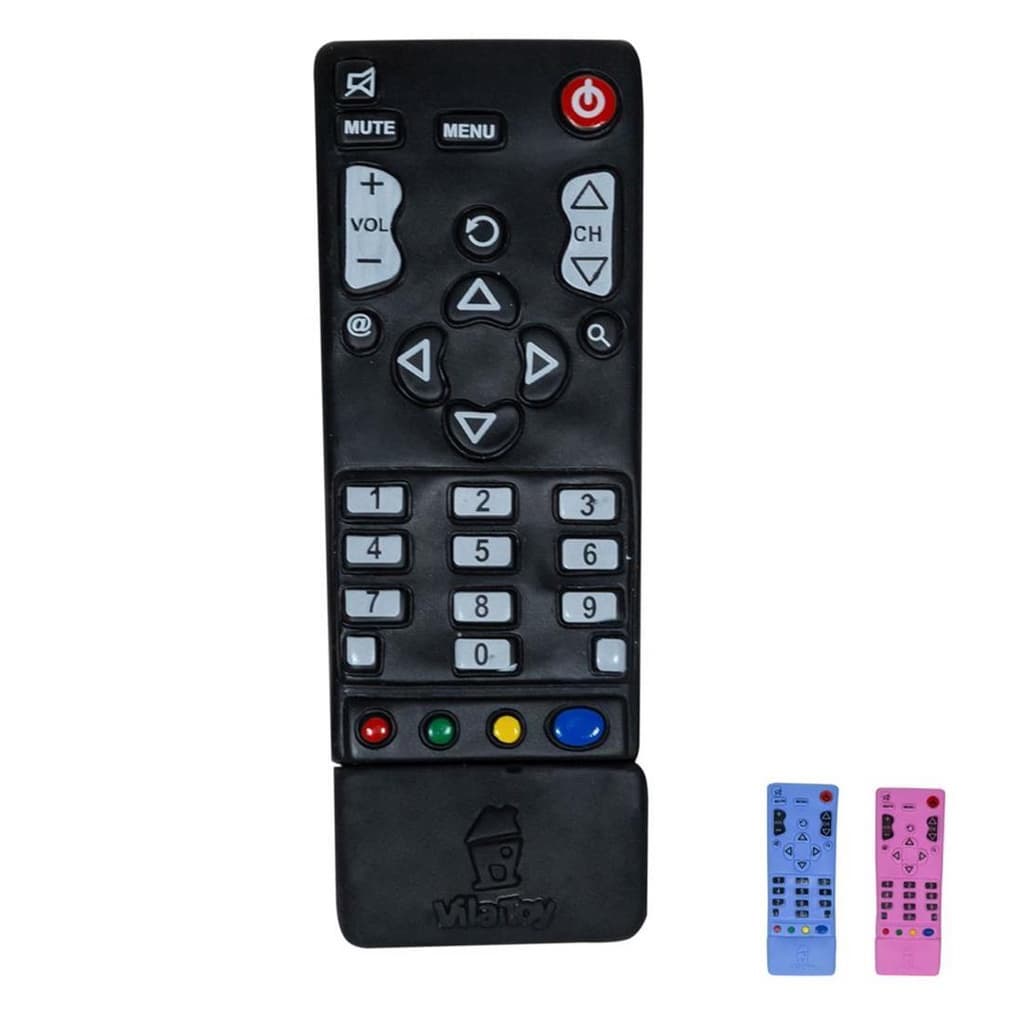 Mordedor e Chocalho Controle Remoto Macio Atoxico Preto Rosa Azul Vila Toy