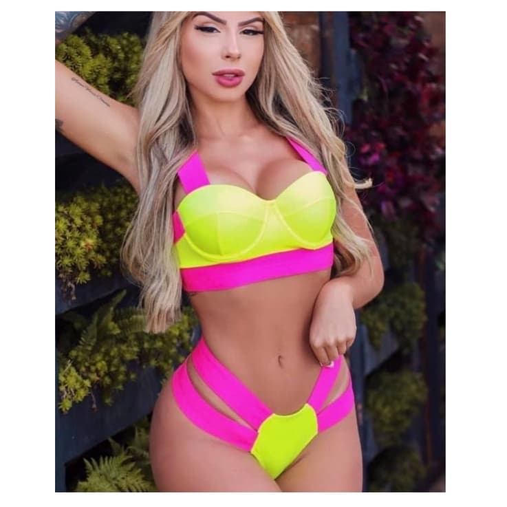 Biquíni Neon tiras fita mulher 2025/2026 biquínis
