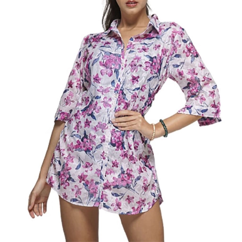 Saída de Praia Camisa bata botão manga longa Morena Alex Bali
