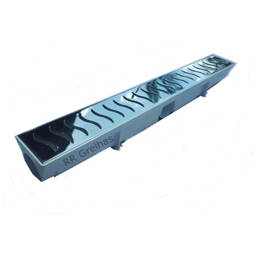 ralo linear 6x50cm grelha em inox vazado com coletor