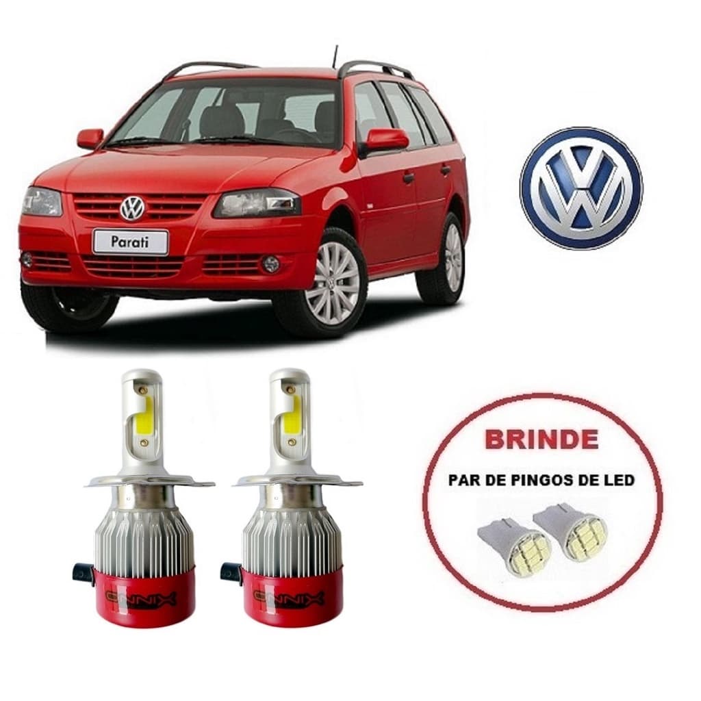 Kit 2 Lampadas Super Led para Farol Alto E Baixo Modelo H4 com 8000 Lumens e 6000k para Volkswagen Parati G4
