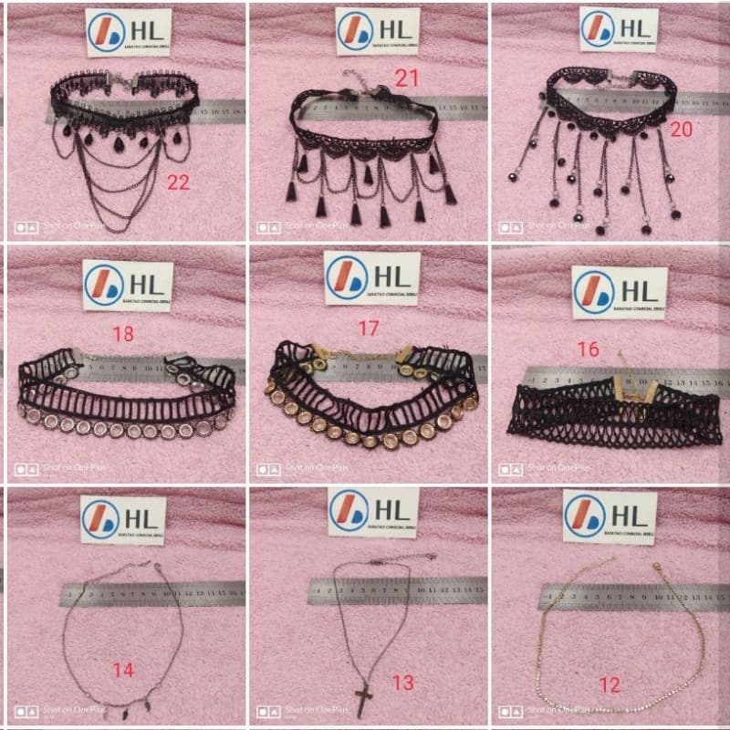 Gargantilha Feminina Choker de Renda Pingente Borla Colar de Strass Bijuteria Série H
