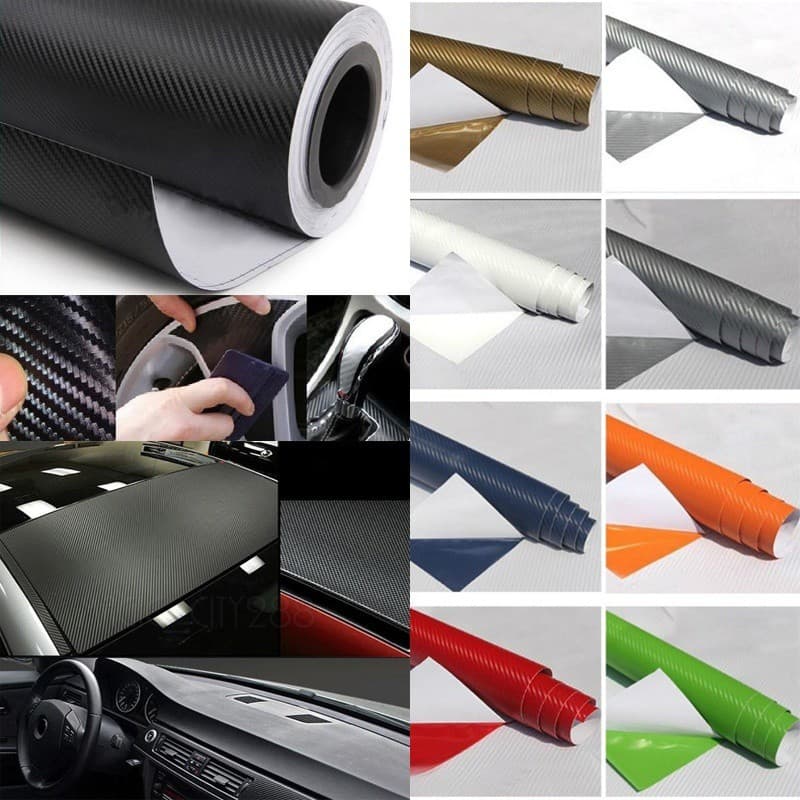 30 * 152cm 3D Filme De Fibra De Carbono Carro Decorar Adesivo Engrossado Ranhura Guia De Ar
