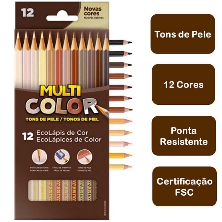 Lápis de Cor FABER-CASTELL MultiColor Tons de Pele c/ 12 Cores lapis de cor tons de pele