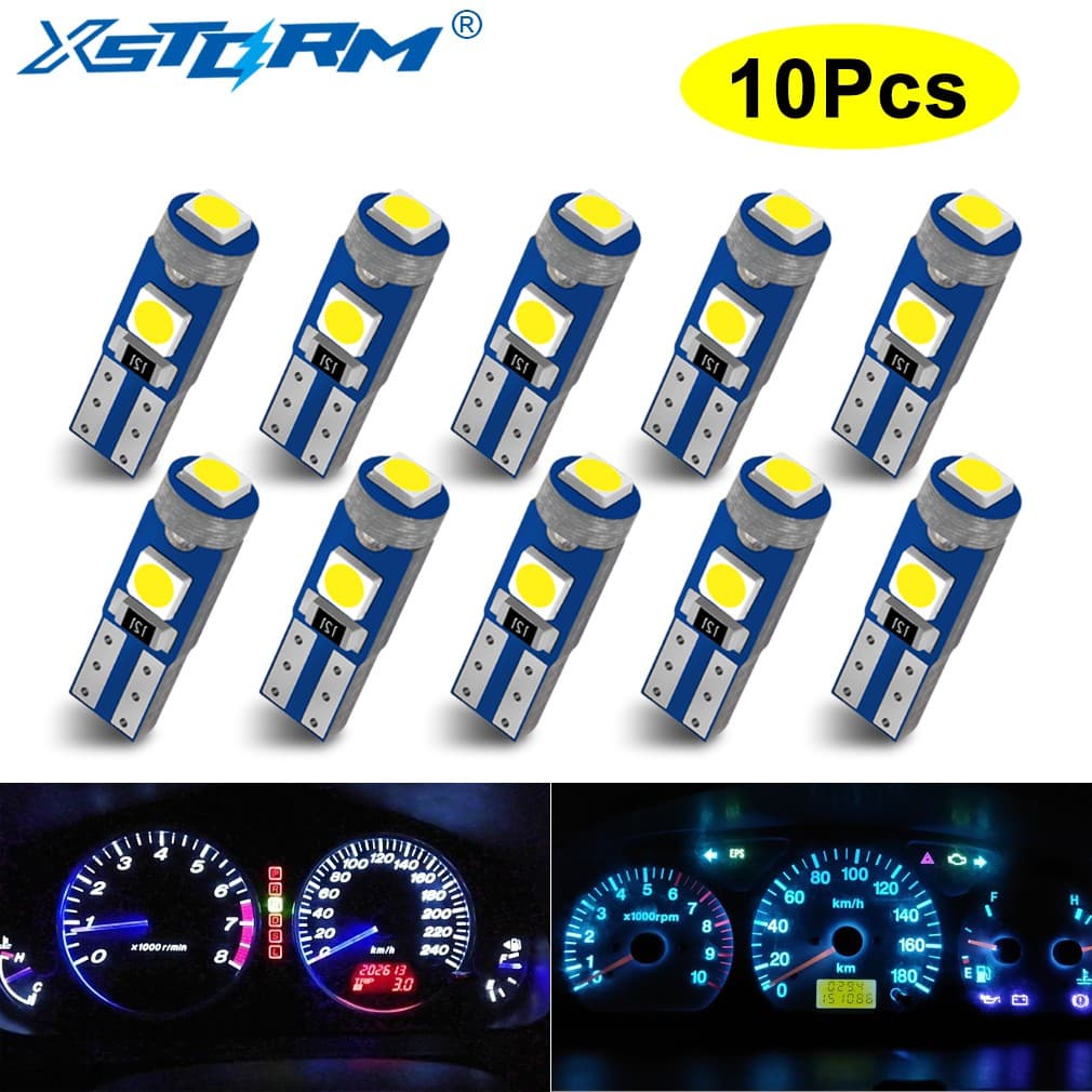10 Pcs T5 Lâmpada Led Canbus Luzes Interiores Do Carro Painel Quente Indicador Cunha Auto Instrumento Lâmpada 12 V