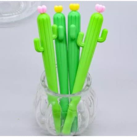 Caneta Fofa Atacado Cacto Flor 8 peças - Canetas Atacado Papelaria Kawaii - Caneta Gel 0.5 mm Tinta preta - Canetas da 25 de Março