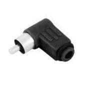 Conector RCA preto Macho 90 Graus