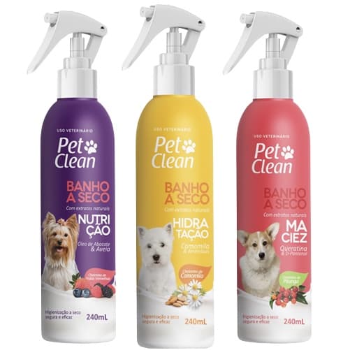 kit Banho a Seco Pet Clean 240ml cada