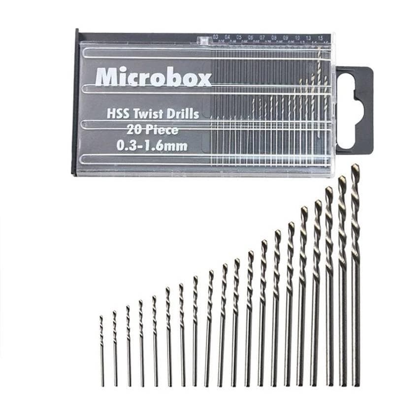 Mini-Broca De 20pcs/Set 0,3-1,6mm Jogo De Brocas De Aço De Alta Velocidade Torção Micro HSS