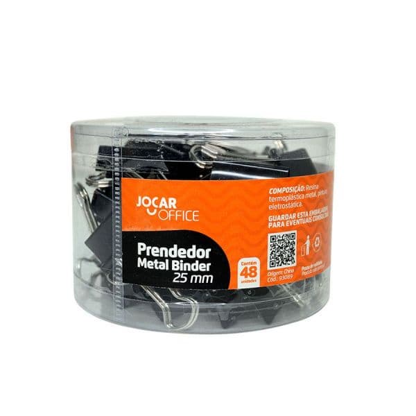 Prendedor de Papel Binder 25mm Preto - Jocar Office