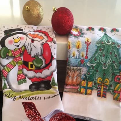 Pano de Prato Copa Lomaer Kazzavip Sacaria Estampado Natal 12 Unidade