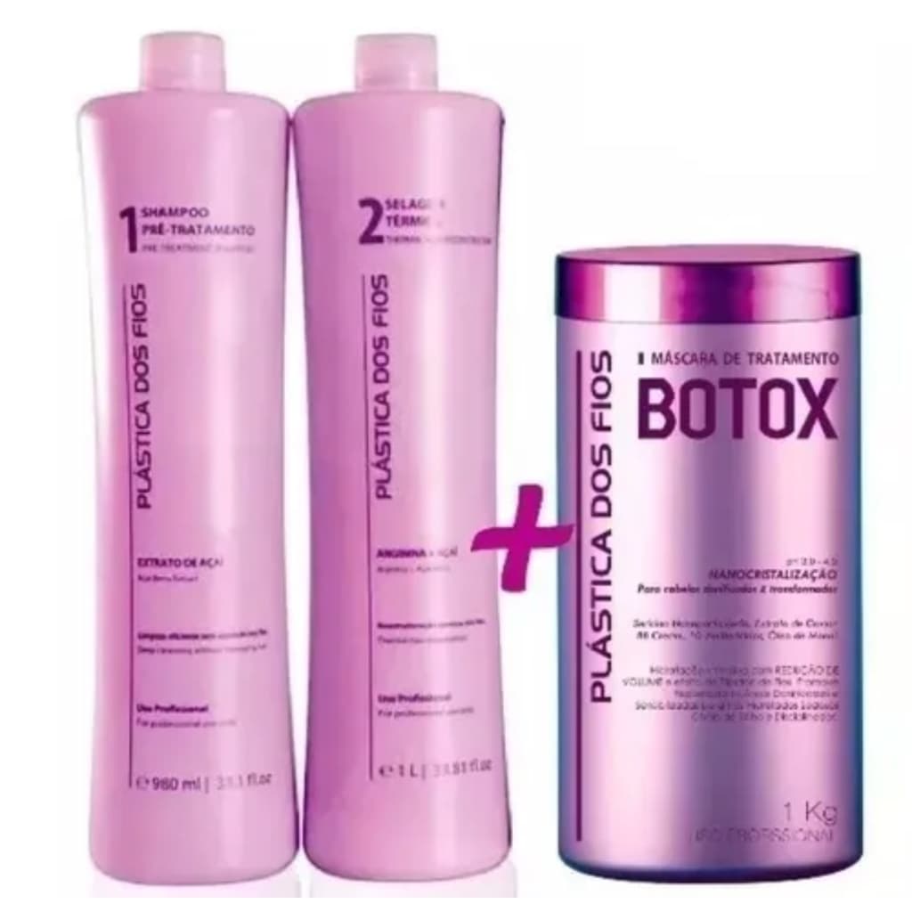 Kit Plástica dos Fios + Xampoo Liquido 1L + Btx 1Kilo