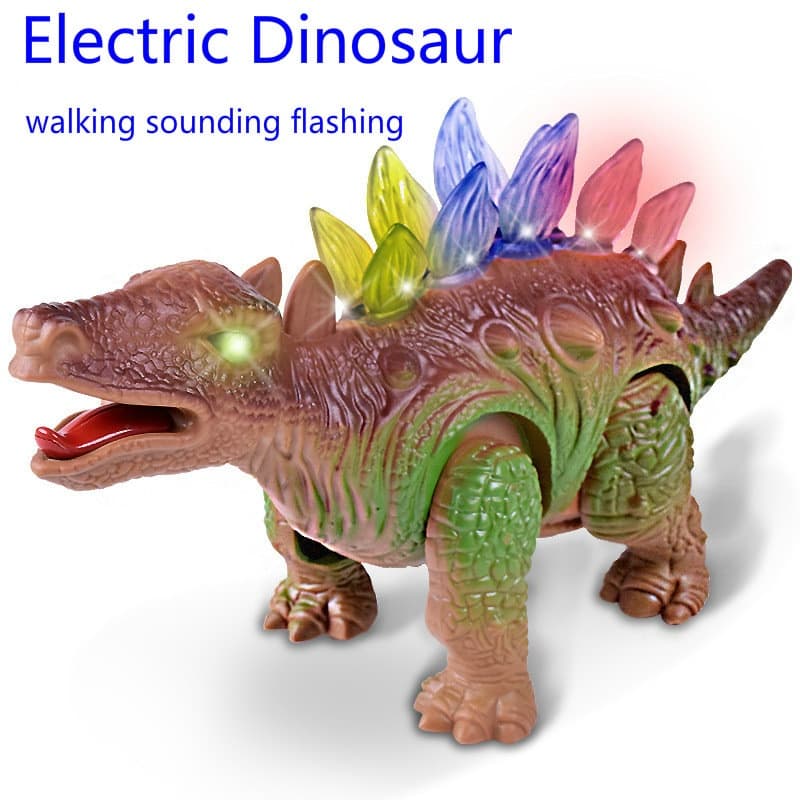 Dinossauro eletrônico de plástico para crianças, animais de estimação, brinquedo cognitivo que brilha com luz piscante