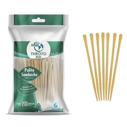 Palito De Madeira Para Sandwich Petisco Aperitivos Pacote C/400u  Unidades 9cm Cada Theoto
