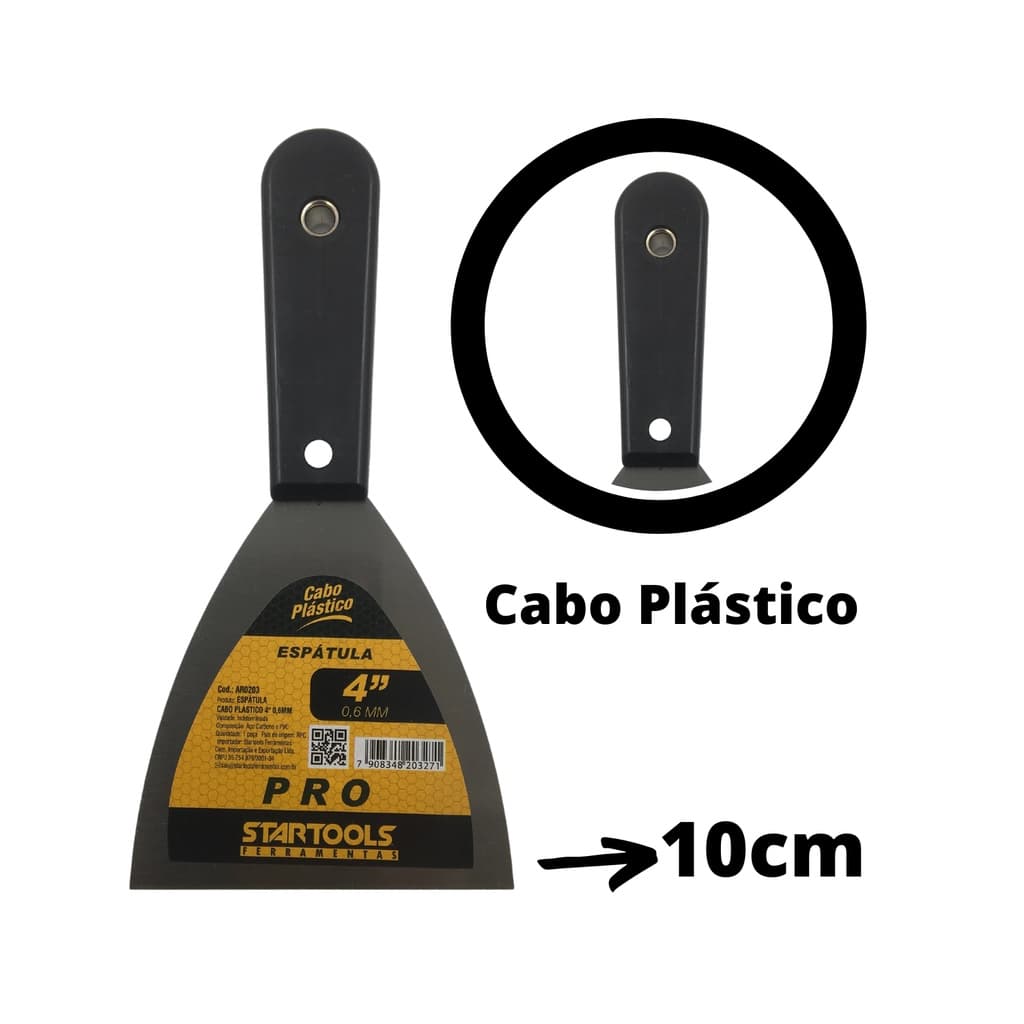 Espátula Aço para Pintura/Massa Corrida/Gesso - 4"