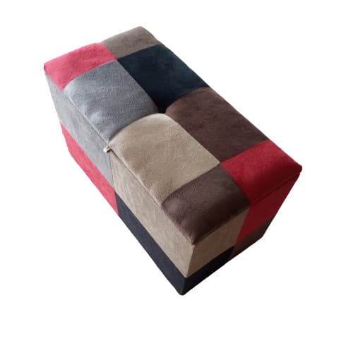 Puff Baú Patchwork  Organizador de Roupas Sapatos Brinquedo + Brinde 1 Almofada 45x45