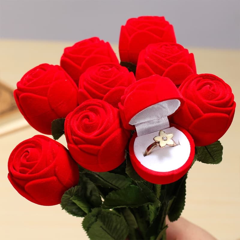 Delicado Romântico Rose Caixa Anel/De Veludo  De Casamento/Lady Moda Dos Namorados Engagement Jóias Caixas De Embalagem