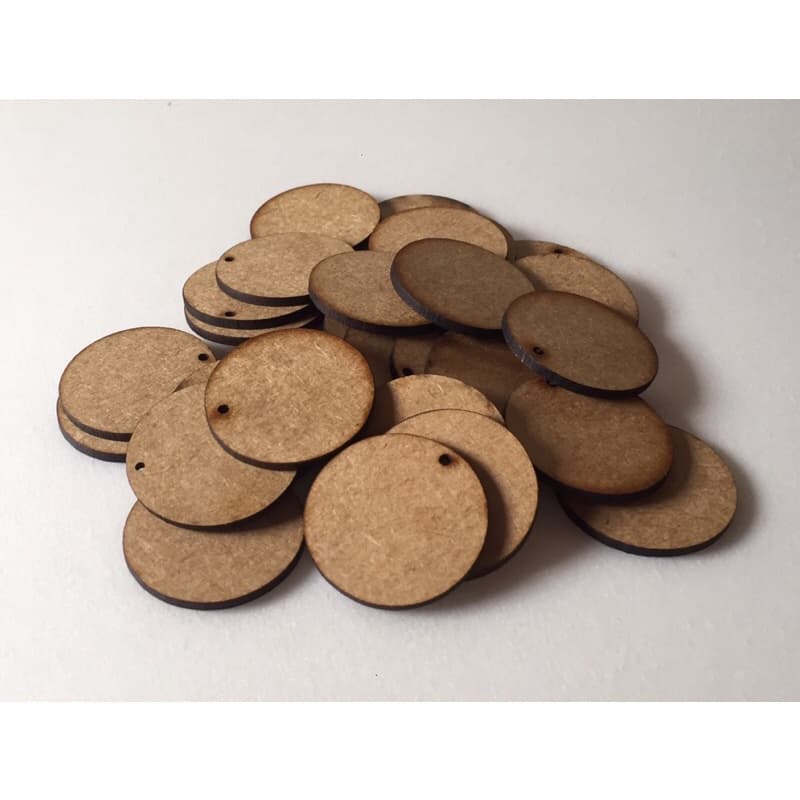 Kit Com 50 Bolachas 3.5 Cm Com 1 Furo Mdf Crú Círculo Aplique