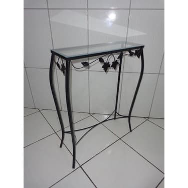 Aparador De Ferro 60cm Preto Com Vidro Lindo Aparador