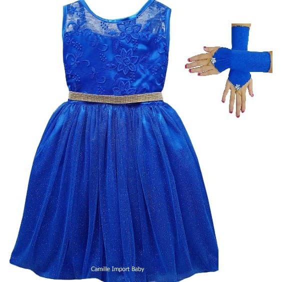 Vestido Festa Infantil Formatura Chique Casamento Com Luva Super Luxinho
