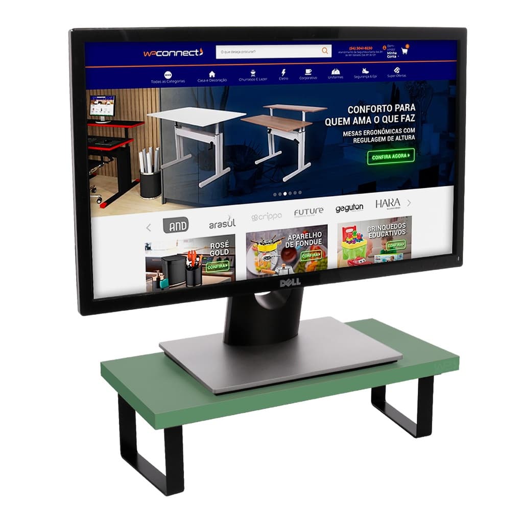 Suporte Ergonômico Para Monitor Grande MDF Cores Lisas 20x40cm