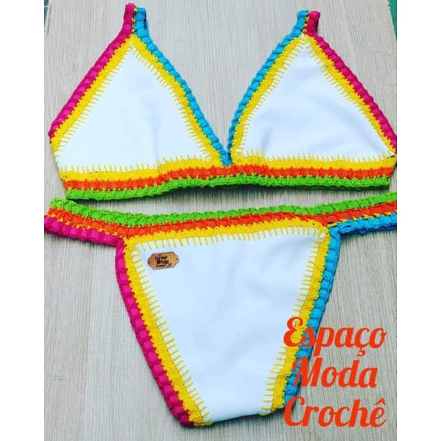 Top e calcinha Neon crochê kini artesanal PLUS SIZE