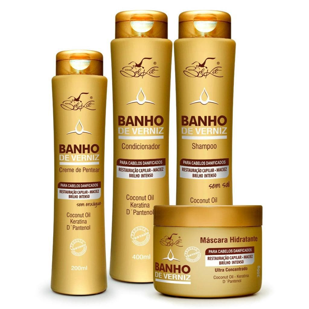 Kit Tratamento Capilar Banho de Verniz Belkit – 4 itens