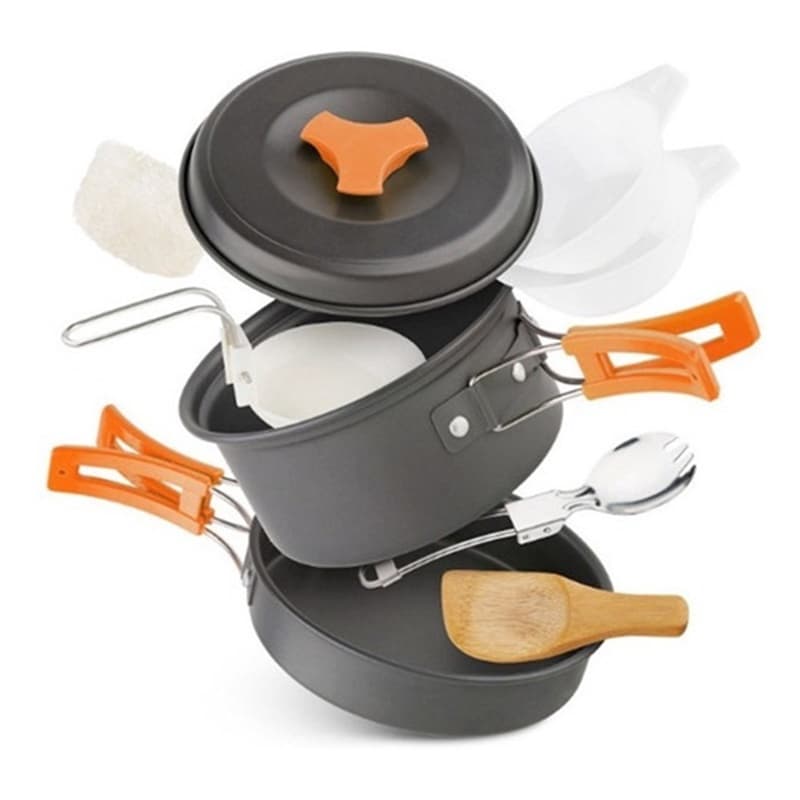 Kit Conjunto de Panela Ds-200 Camping Leve Compacto Alumínio