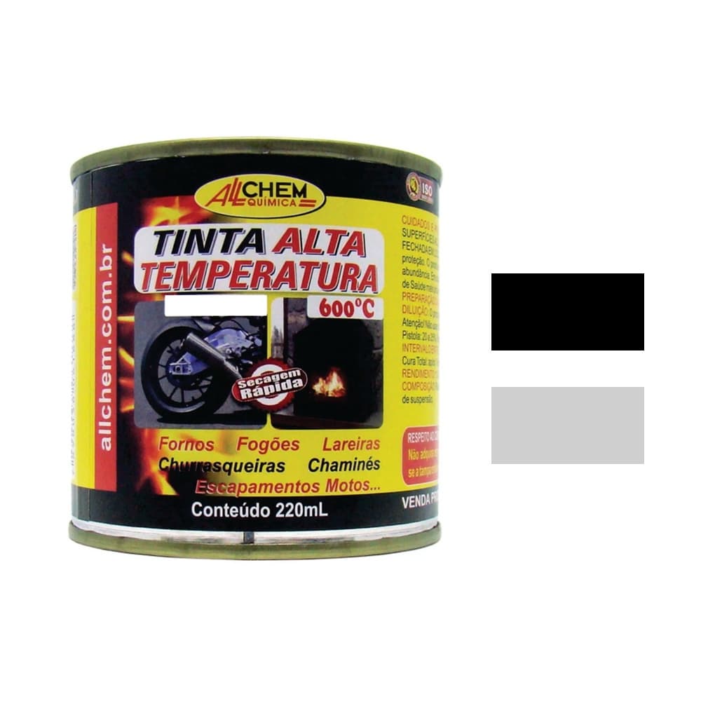 Tinta Alta Temperatura Allchem 220ml P/Motos, Escapamentos
