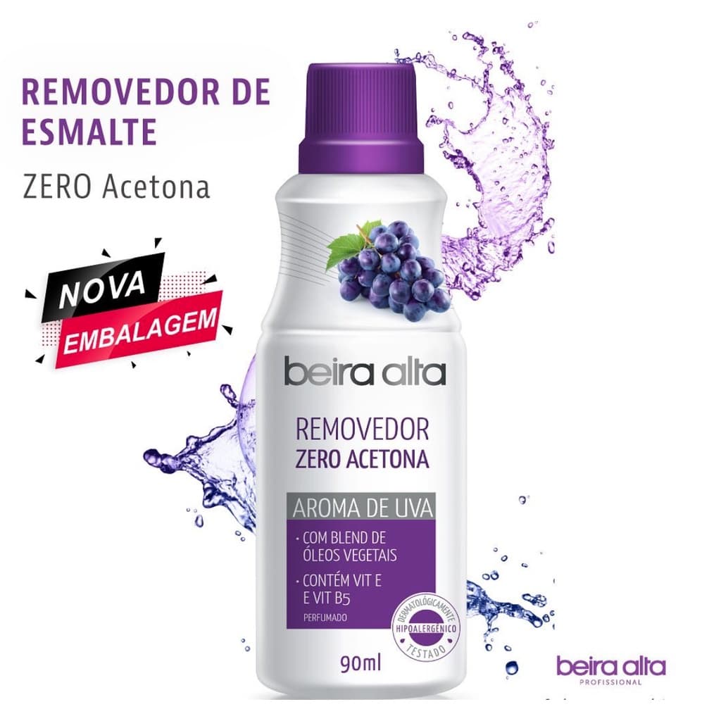 Removedor zero acetona Aroma Uva  Beira Alta 90 ml.