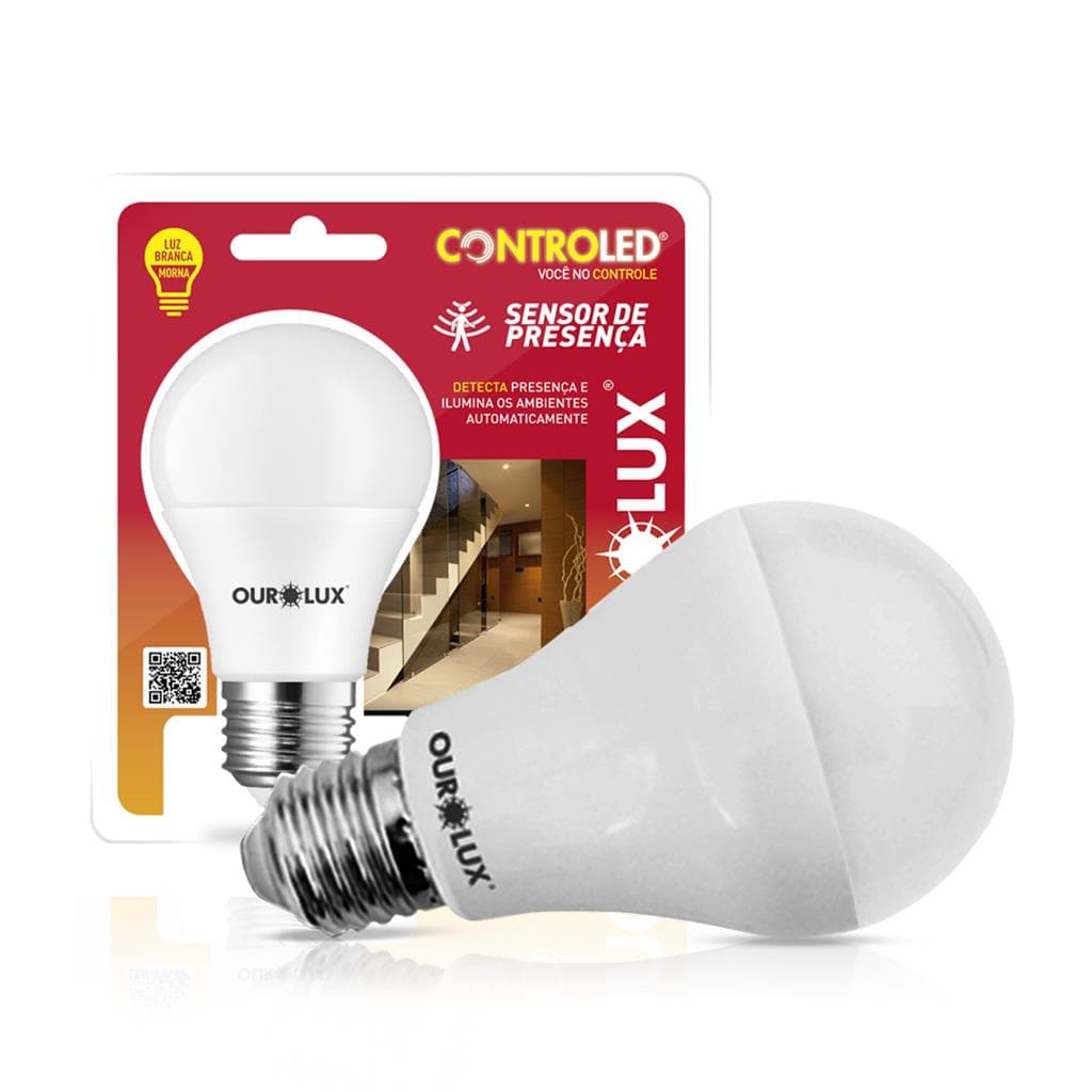 Lampada Led Inteligente Sensor Presenca 9W Bivolt E27 2700K