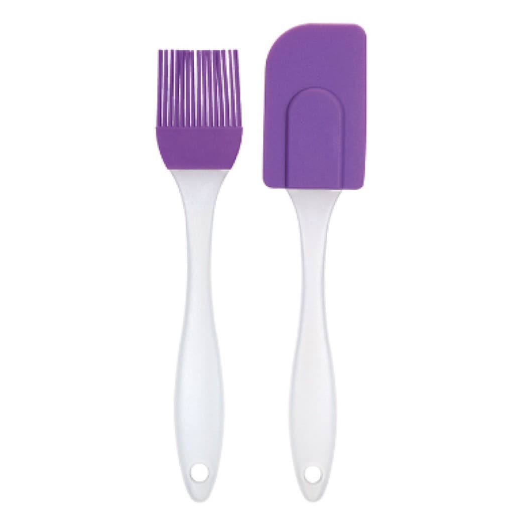 Kit Espatula pão duro E Pincel Silicone Culinário Cabo Acrílico resistente 24,5cm