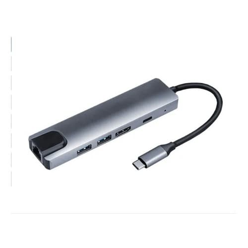 Adaptador Tipo C 5 Em 1 Lan 1000mb  Rj45 Usb 3.0 4k Hdmi Pd