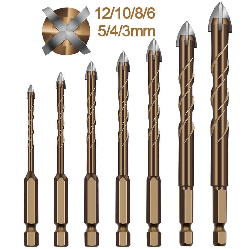 Cruz hexagonal Flauta Conjunto De Brocas Cruzadas De Cimento Madeira De Vidro Cerâmica Triângulo De Liga Abridor De Furo