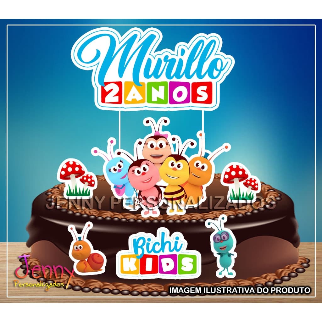 Topo Topper de Bolo Bichikids Personalizado