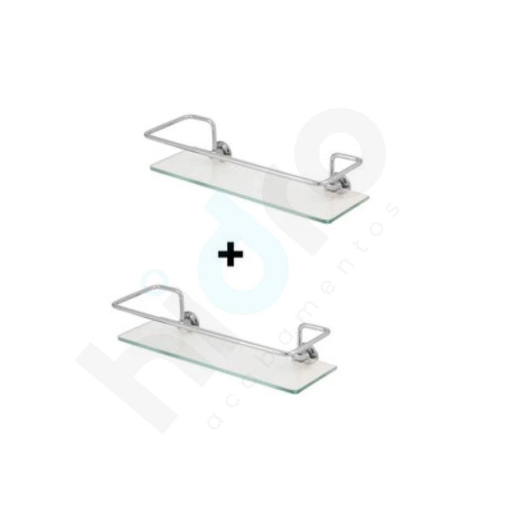 02 Porta Shampoo Prateleira Grade Com Vidro(6mm) Reto Para Banheiro